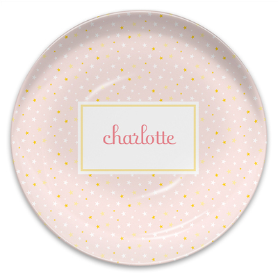 Pink Twinkle Stars Melamine Plate